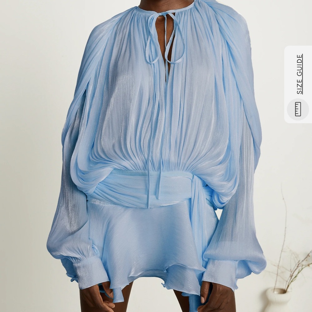 Miss Rosier Eugénie Blue Fully Pleated Ruffled Mini Dress